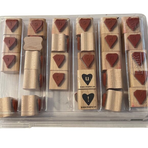 Stampin Up! Alphahearts Wood-Mounted Rubber Stamps Alphabet & Symbols Set 2004 - Picture 3 of 3